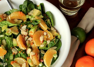 Page Mandarin and Spinach Salad with Almonds, Avocado and a Honey Ginger Vinaigrette