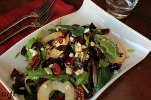 Bing Cherry, Apple and Pecan Salad with Sigona’s Red Cherry Balsamic Vinaigrette