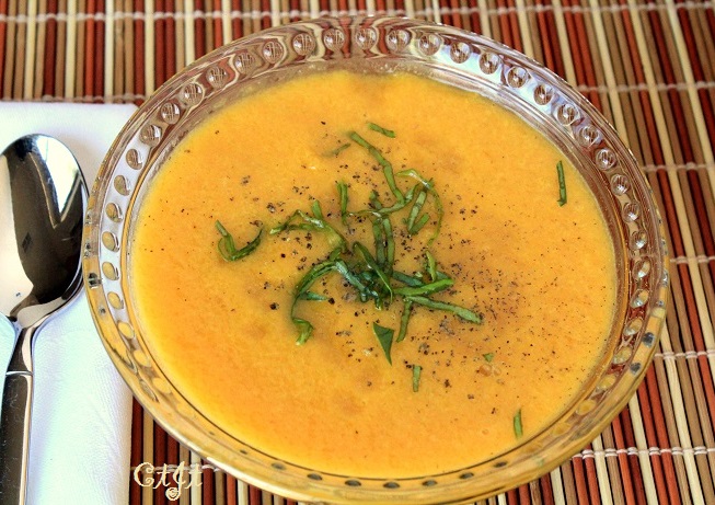  Local Heirloom Cantaloupe Gazpacho using orange-flesh melons or cantaloupe