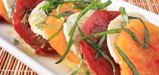 Caprese Salad with Heirloom Tomatoes with lemon oil an peach balsamic