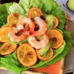 Mandarinquat & Avocado Salad with Shrimp and a Sweet Balsamic Vinaigrette