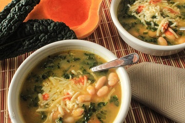 Butternut squash, kale and cannelini bean soup_360
