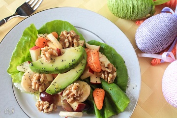 Fresh Fruit Salad with a Honey & Poppy Seed Dressing on a Bibb Lettuce Bed perfect for Easter salad