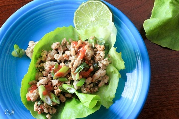 Grass-Fed Beef Lettuce Cups with Ginger, Garlic, Basil and Green Onion featuring Sigona's Persian Lime Olive Oil