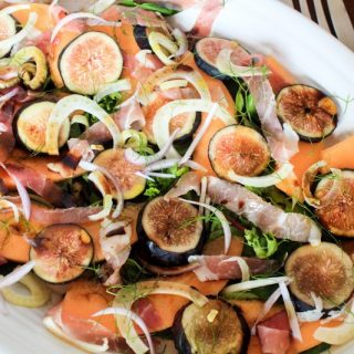 Melon, Prosciutto and Arugula Salad with Sigona’s Summertime Peach White Balsamic