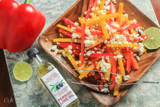 Marinated Bell Pepper Salad with Sigona's Persian Lime Olive Oil and Queso Fresco