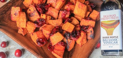 Cinnamon Roasted Yams with Cranberries and Maple Balsamic