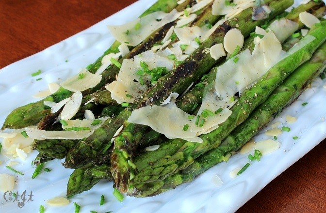 Simply Roasted Asparagus with Fresh Herbs and Sliced Almonds