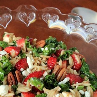Fresh Strawberry Kale and Orzo Salad with a Balsamic Vinaigrette