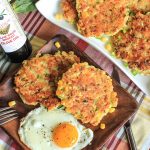 Smoky Corn & Zucchini Pancakes with Anaheim Peppers and White Cheddar Cheese