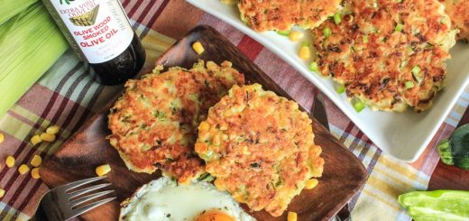 Smoky Corn & Zucchini Pancakes with Anaheim Peppers and White Cheddar Cheese