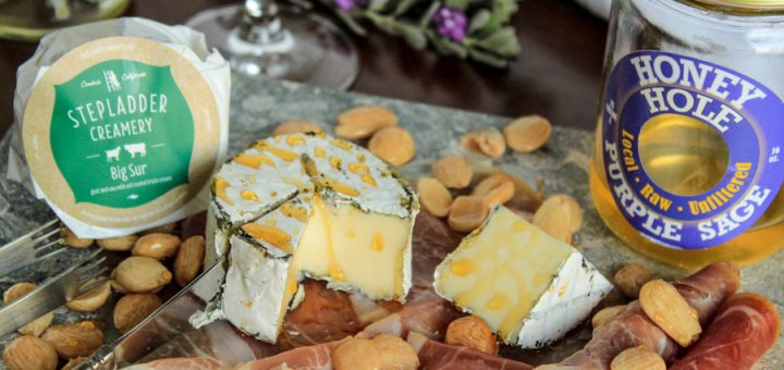 Big Sur On a Cheese Board with Marcona Almonds & Prosciutto, Drizzled with Honey