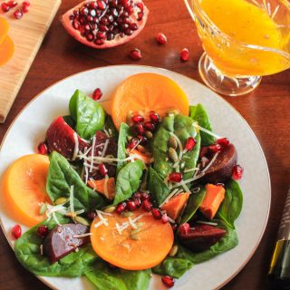 Fuyu Persimmon & Roasted Beet Autumn Salad with a Blood Orange Vinaigrette