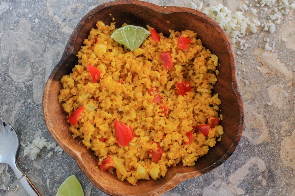 Coconut curry cauliflower rice using Sigona's Persian Lime Olive Oil