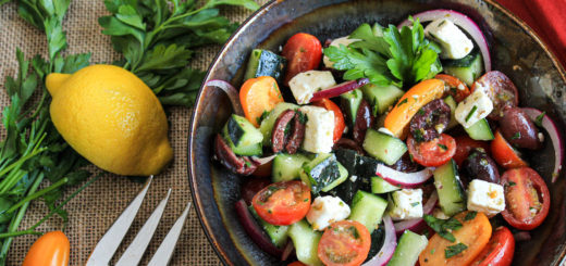 Greek salad with oregano vinaigrette