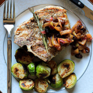 Wild Rosemary Oil Seared Pork Chop with Apple Balsamic Chutney Fall Dinner Recipe comfort food