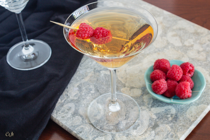 wild raspberry white balsamic martini featuring Sigona's Wild Raspberry White Balsamic