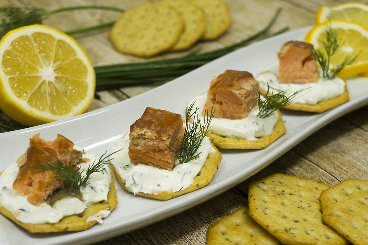 Smoked Salmon Topped Canapes With A Dill & Crème Fraiche Spread ...