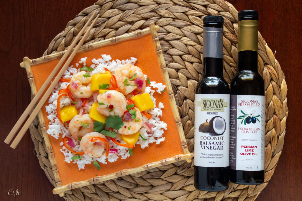 Tropical Coconut & Lime Shrimp  with Mango and Mini Sweet Peppers