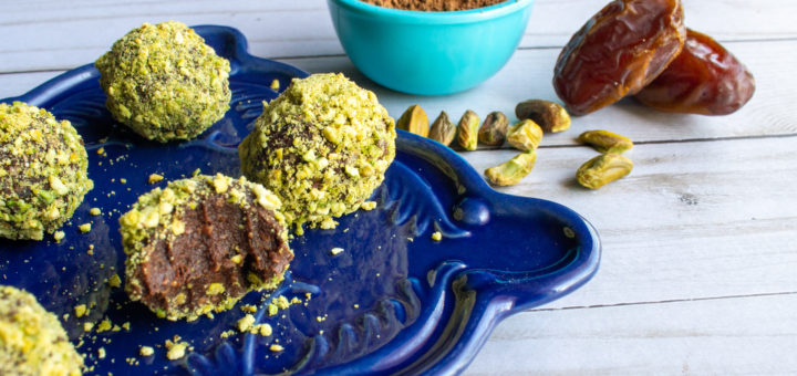 Medjool Date & Cacao Truffles with Pistachios