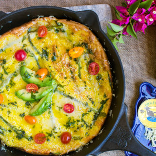 Holey Cow Cheese & Asparagus Popover with Spicy Baklouti Oil