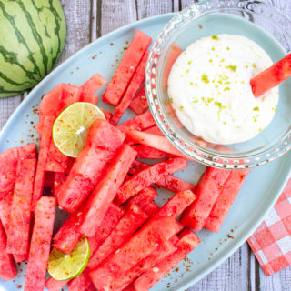Watermelon Fries with Chili Lime and Creamy Lime Dip