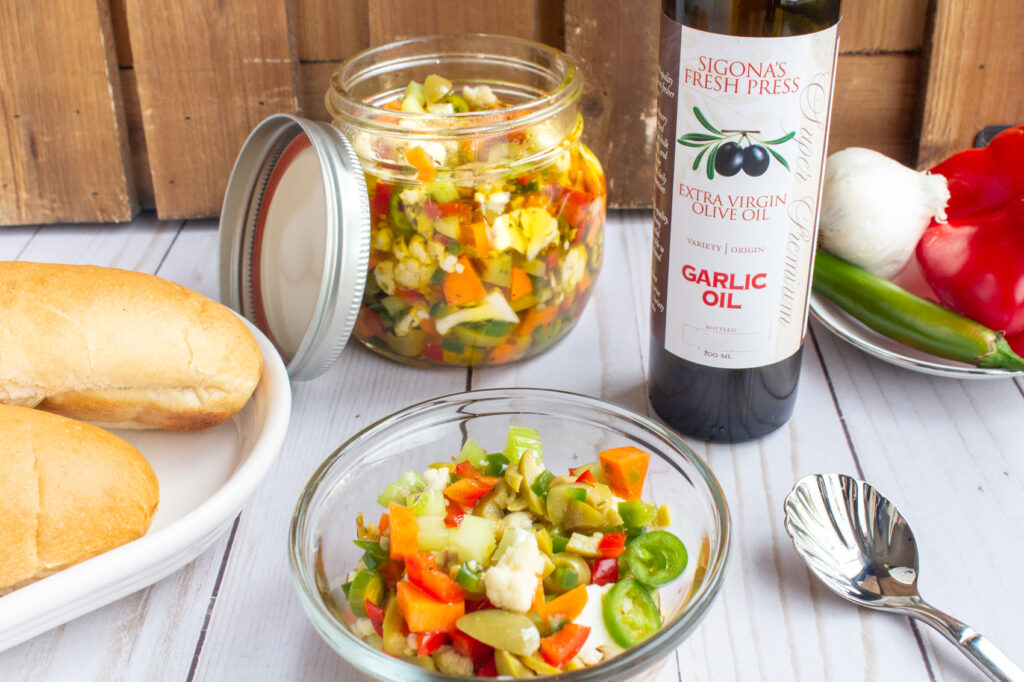 Chicago-Style Giardiniera with Garlic Oil