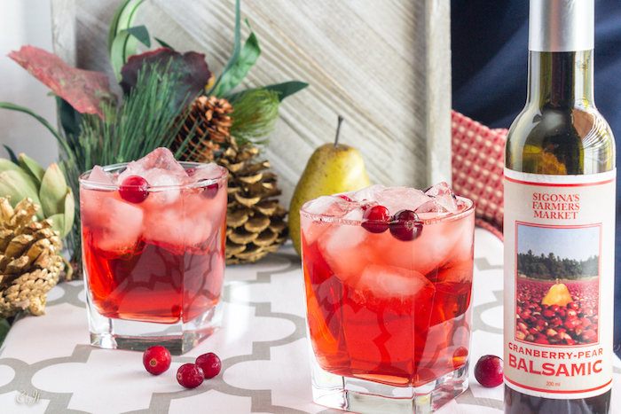 Cranberry Pear Balsamic & Seltzer Cocktail 