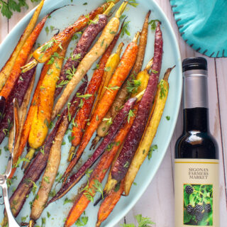 Blackberry-Ginger Balsamic & Garlic Roasted Rainbow Carrots