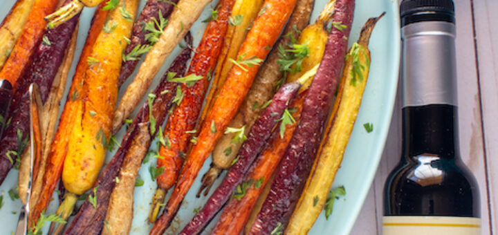 Blackberry-Ginger Balsamic & Garlic Roasted Rainbow Carrots