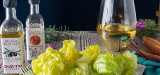 Butter Lettuce Hearts tossed with Chiquitita Olive Oil and Summertime Peach White Balsamic