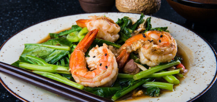 Gai Lan with Sautéed Shrimp