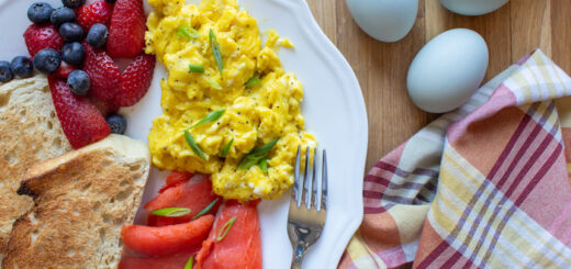 Soft Scrambled Eggs with Toasted Bread and Smoked Salmon