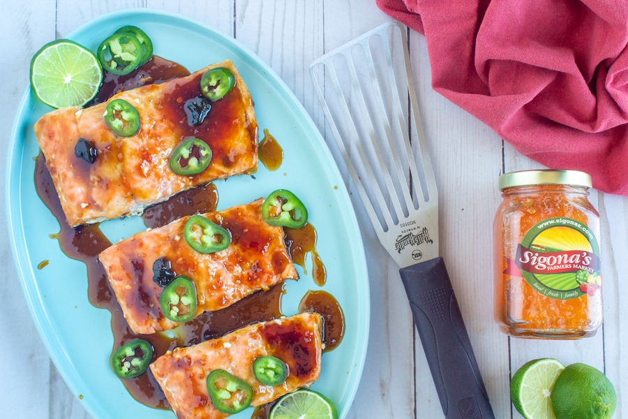 Sweet Heat Wild Salmon with an Apricot and Jalapeño Glaze