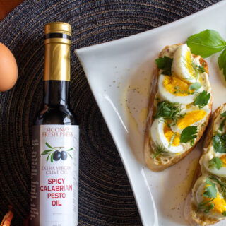 Fresh Herb and Egg Salad on Toast with Sigona’s Calabrian Pepper Pesto Olive Oil