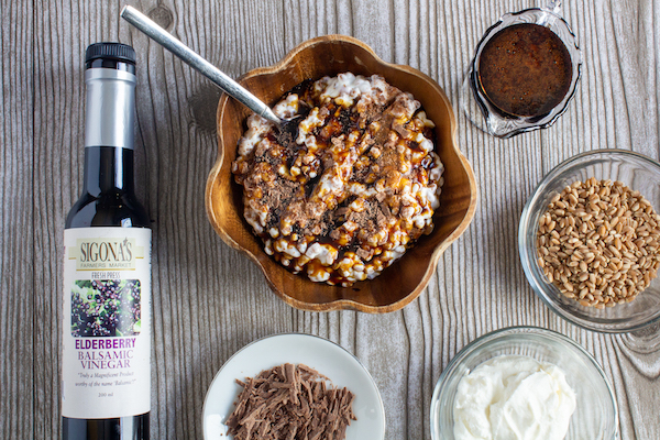 Cuccia – Sicilian Wheat Berry & Ricotta Pudding with a Elderberry Balsamic Reduction
