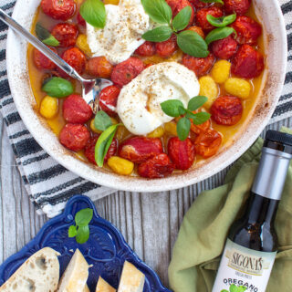 Oregano Balsamic-Roasted Tomatoes with Burrata