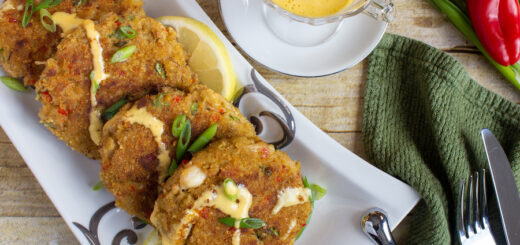 Panko-crusted crab cakes with Persian lime aioli