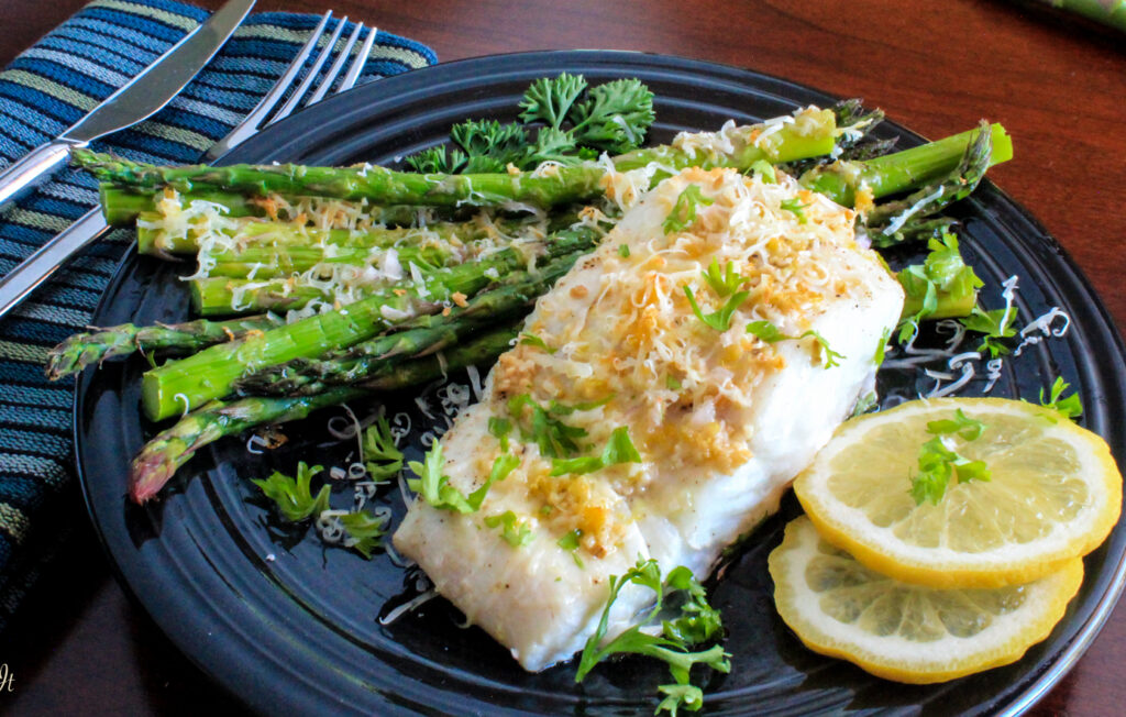 Sheet pan dinner asparagus and halibut