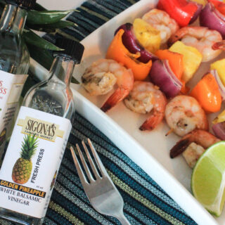 Golden Pineapple and Persian Lime Marinated Shrimp Skewers