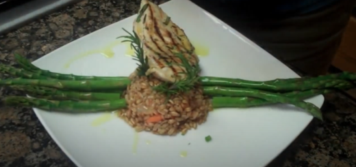 asparagus with farro and grilled chicken