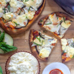 Eggplant & Ricotta de Bufala Flatbread with Torn Mozzarella and Basil